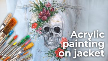 This is a thumbnail for the video: Skull 2020 | Acrylic painting on jacket | Oviedo Spain [4K]